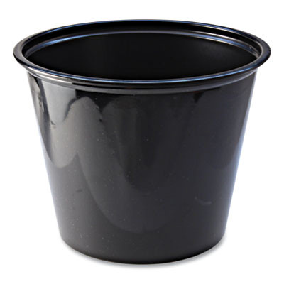 Portion Cups, 5.5 Oz, Plastic, Black, 125/Sleeve, 20 Sleeves/Carton
