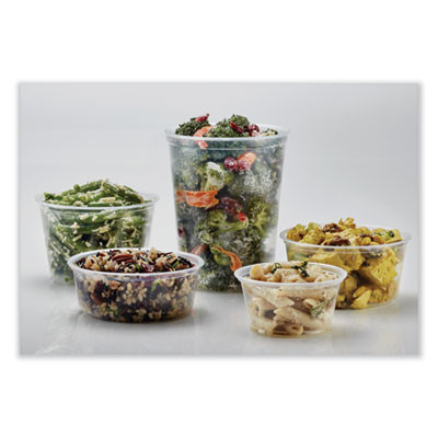 Microwavable Deli Containers, 12 Oz, 4.6" Diameter x 2.3" h, Clear, Plastic, 500/Carton