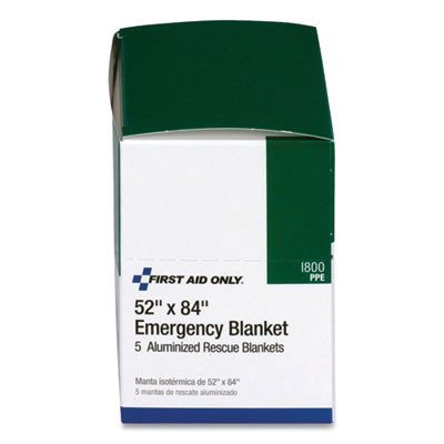 Aluminized Emergency Blanket, 52" X 84", 5/Box