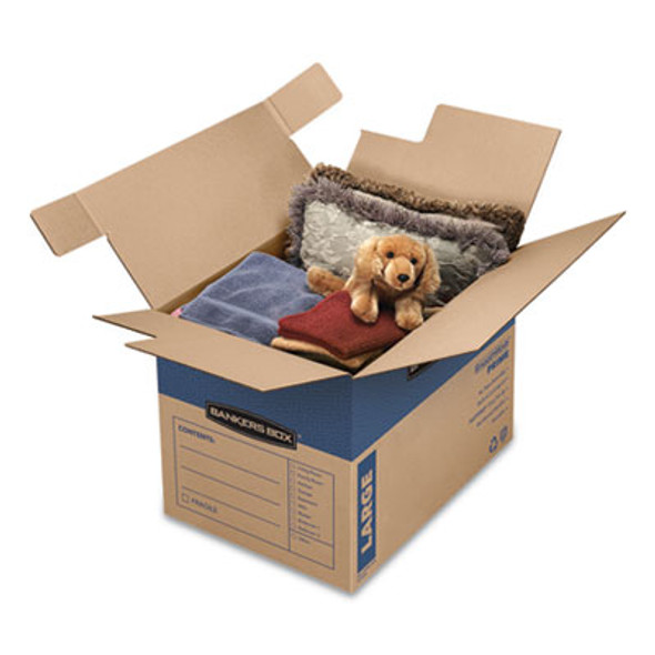 Smoothmove Prime Moving/Storage Boxes, Hinged Lid, Regular Slotted Container (Rsc), 18" x 24" x 18", Brown/Blue, 6/Carton