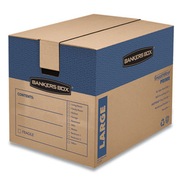 Smoothmove Prime Moving/Storage Boxes, Hinged Lid, Regular Slotted Container (Rsc), 18" x 24" x 18", Brown/Blue, 6/Carton