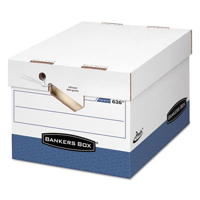Presto Ergonomic Design Storage Boxes, Letter/Legal Files, 12.88" X 16.5" X 10.38", White/Blue, 12/Carton