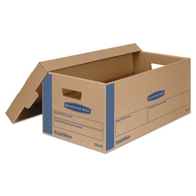 Smoothmove Prime Moving/Storage Boxes, Lift-Off Lid, Half Slotted Container, Small, 12" x 24" x 10", Brown/Blue, 8/Carton