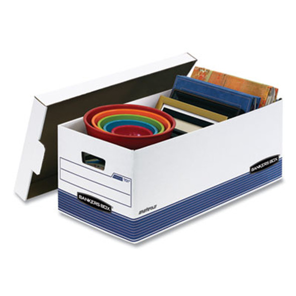 Stor/File Medium-Duty Storage Boxes, Letter Files, 12.88" X 25.38" X 10.25", White/Blue, 12/Carton