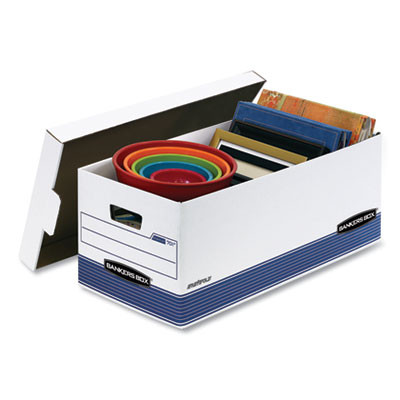 Stor/File Medium-Duty Storage Boxes, Letter Files, 12.88" X 25.38" X 10.25", White/Blue, 4/Carton