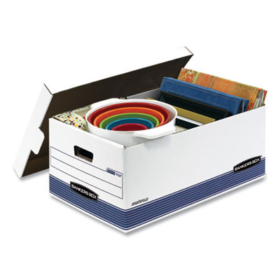 Stor/File Medium-Duty Storage Boxes, Legal Files, 15.88" X 25.38" X 10.25", White/Blue, 12/Carton