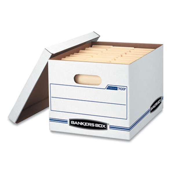 Stor/File Basic-Duty Storage Boxes, Letter/Legal Files, 12.5" X 16.25" X 10.5", White/Blue, 4/Carton