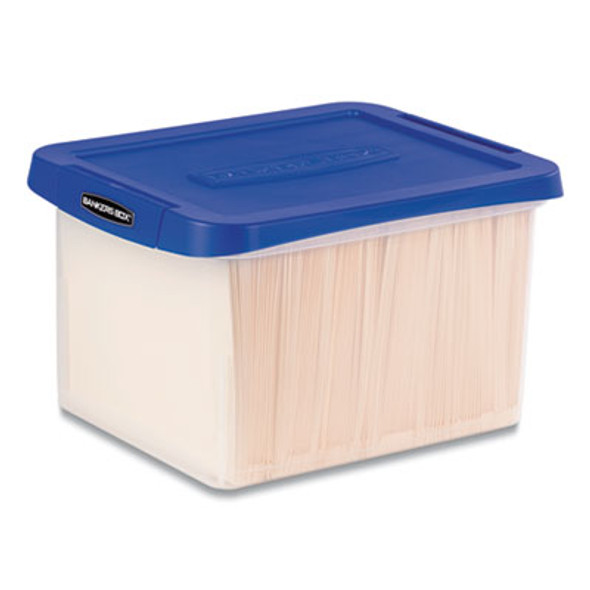 Heavy Duty Plastic File Storage, Letter/Legal Files, 14" X 17.38" X 10.5", Clear/Blue