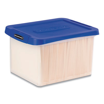 Heavy Duty Plastic File Storage, Letter/Legal Files, 14" X 17.38" X 10.5", Clear/Blue