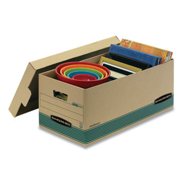 Stor/File Medium-Duty 100% Recycled Storage Boxes, Letter Files, 12.88" x 25.38" x 10.25", Kraft/Green, 12/Carton