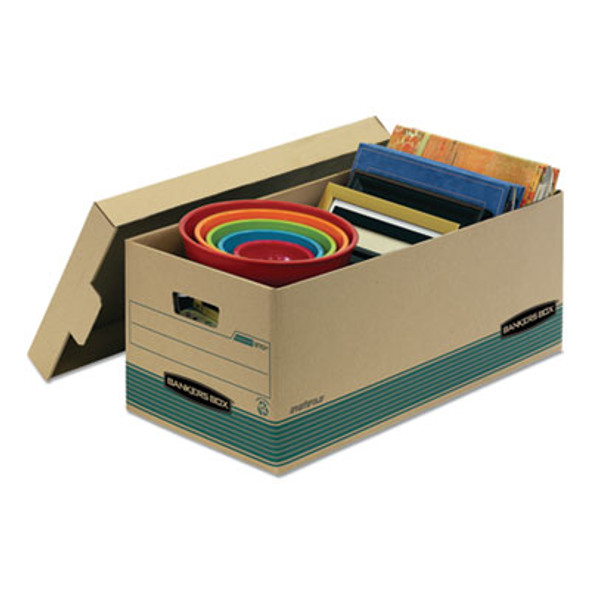 Stor/File Medium-Duty 100% Recycled Storage Boxes, Legal Files, 15.88" x 25.38" x 10.25", Kraft/Green, 12/Carton