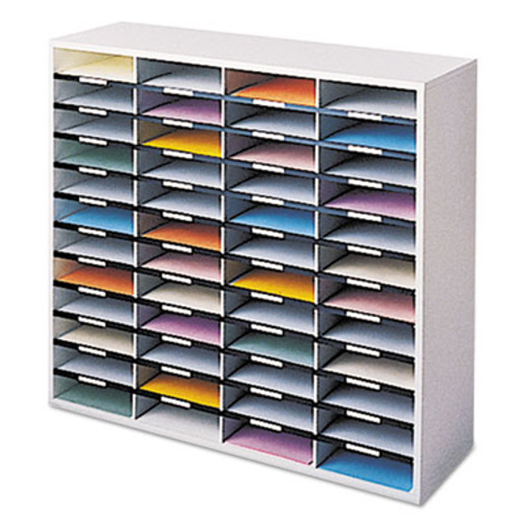 Literature Organizer, 48 Letter Compartments, 38.25 x 11.88 x 34.69, Dove Gray