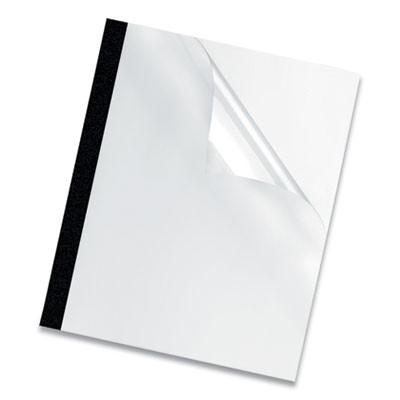 Thermal Binding System Presentation Covers, 60-Sheet Capacity, Plastic, Square Corners, 11 x 8.5, Clear/Matte Black, 10/Pack