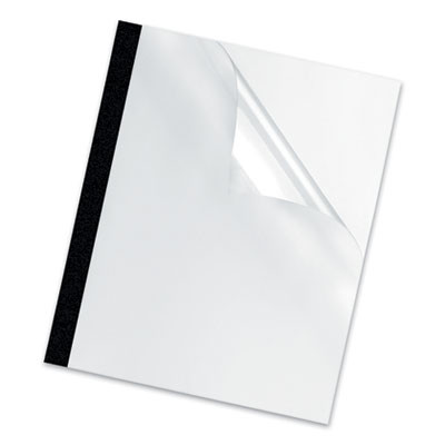 Thermal Binding System Presentation Covers, 15-Sheet Capacity, Plastic, Square Corners, 11 x 8.5, Clear/Matte Black, 10/Pack