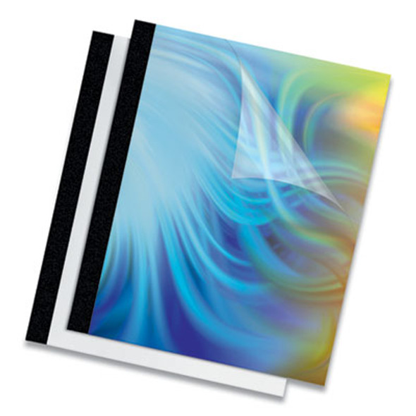Thermal Binding System Presentation Covers, 120-Sheet Capacity, Plastic, Square Corners, 11 x 8.5, Clear/Matte Black, 10/Pack