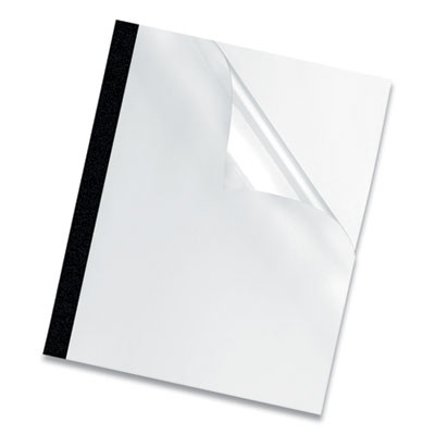 Thermal Binding System Presentation Covers, 240-Sheet Capacity, Plastic, Square Corners, 11 x 8.5, Clear/Matte Black, 10/Pack
