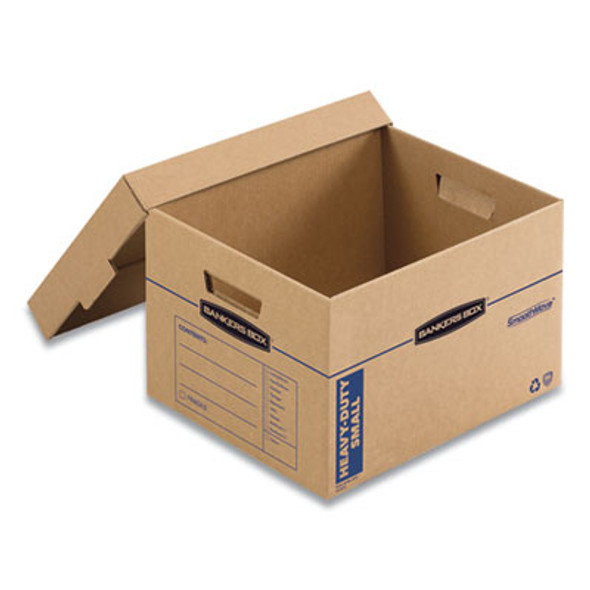 Smoothmove Maximum Strength Moving Boxes, Half Slotted Container (Hsc), Small, 15" x 15" x 12", Brown/Blue, 8/Pack