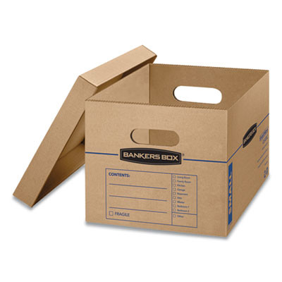 Smoothmove Classic Moving/Storage Boxes, Half Slotted Container (Hsc), Small, 12" x 15" x 10", Brown/Blue, 10/Carton