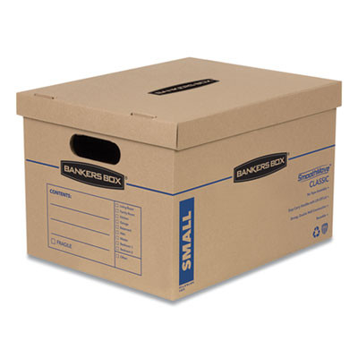 Smoothmove Classic Moving/Storage Boxes, Half Slotted Container (Hsc), Small, 12" x 15" x 10", Brown/Blue, 10/Carton