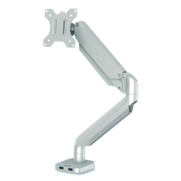 Platinum Series Single Monitor Arm, For 40" Monitors, 360 Deg Rotation, 45 Deg Tilt, 180 Deg Pan, Silver, Supports 20 Lb