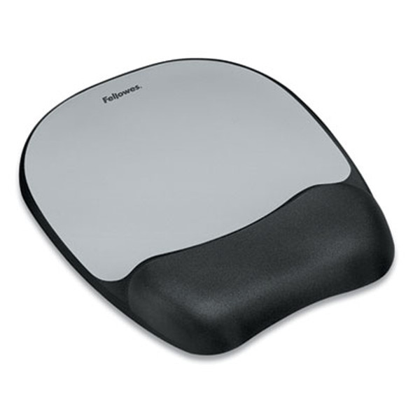 Memory Foam Mouse Pad With Wrist Rest, 7.93 x 9.25, Black/Silver