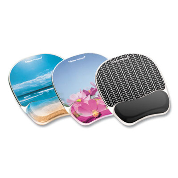 Photo Gel Mouse Pad With Wrist Rest With Microban Protection, 9.25 x 7.87, Pink Flowers Design