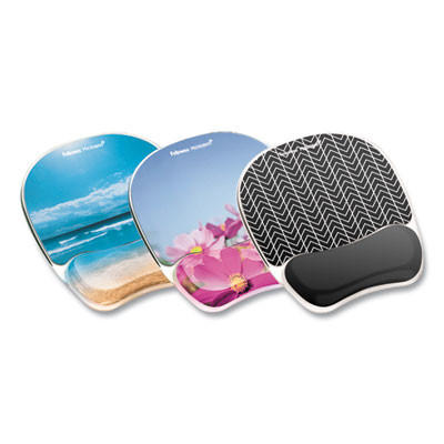 Photo Gel Mouse Pad With Wrist Rest With Microban Protection, 9.25 x 7.87, Pink Flowers Design