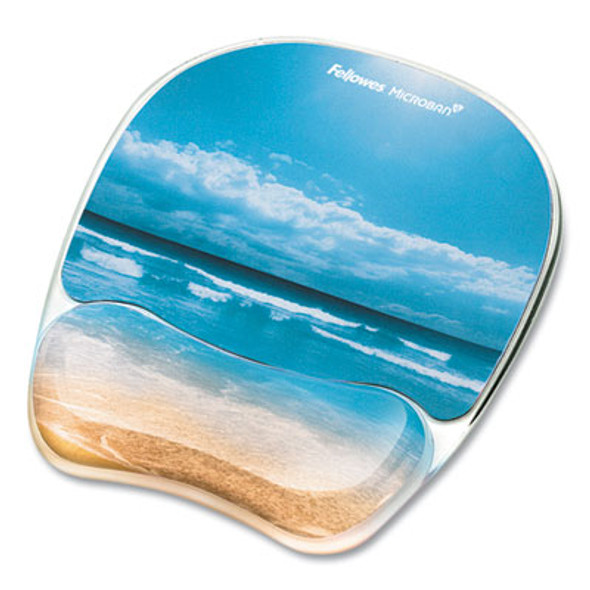 Photo Gel Mouse Pad With Wrist Rest With Microban Protection, 7.87 x 9.25, Sandy Beach Design