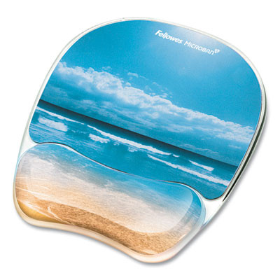 Photo Gel Mouse Pad With Wrist Rest With Microban Protection, 7.87 x 9.25, Sandy Beach Design