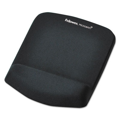 Plushtouch Mouse Pad With Wrist Rest, 7.25 x 9.38, Black