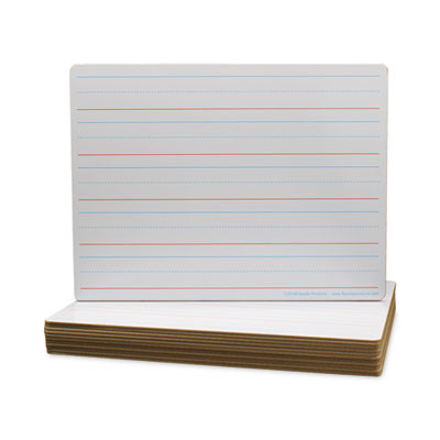 Two-Sided Red/Blue Ruled Dry Erase Board, 12" x 9", White Surface, 12/Pack