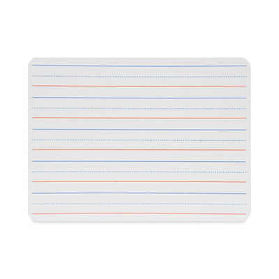 Magnetic Two-Sided Red/Blue Ruled Dry Erase Board, 12" x 9", White Surface, 12/Pack