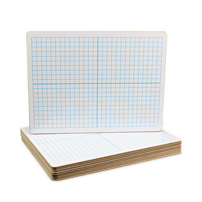 Graphing Two-Sided Dry Erase Board, Computational Grid Format, 12" x 9", White Surface, 12/Pack