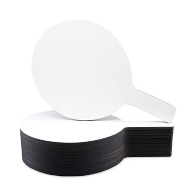 Dry Erase Paddle, 12" x 7", White Surface, 12/Pack