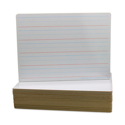 Two-Sided Red/Blue Ruled Dry Erase Board, 12" x 9", White Surface, 24/Pack