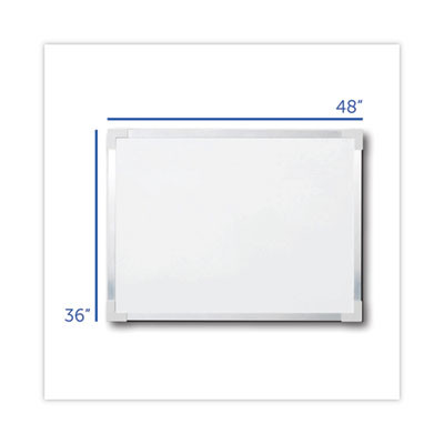Framed Dry Erase Board, 48" x 36", White Surface, Satin Aluminum Frame
