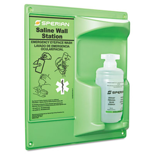 Saline Eye Wash Wall Station, 16 Oz Bottle, 1 Bottle/Station