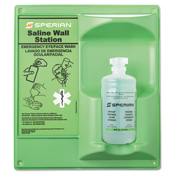 Saline Eye Wash Wall Station, 16 Oz Bottle, 1 Bottle/Station