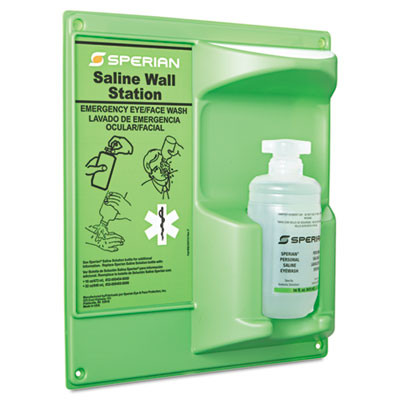 Saline Eye Wash Wall Station, 16 Oz Bottle, 1 Bottle/Station