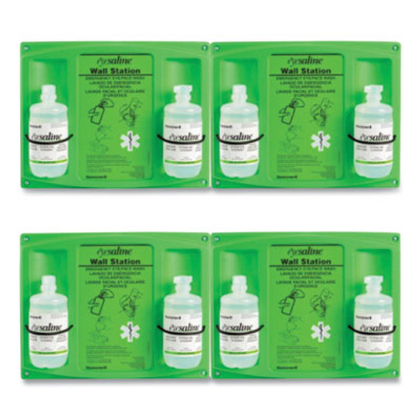 Double Bottle Sterile Saline Eye Wash Wall Station, 16 Oz Bottles, 2 Bottles/Station, 4 Stations/Carton