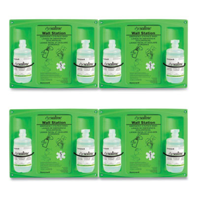 Double Bottle Sterile Saline Eye Wash Wall Station, 16 Oz Bottles, 2 Bottles/Station, 4 Stations/Carton