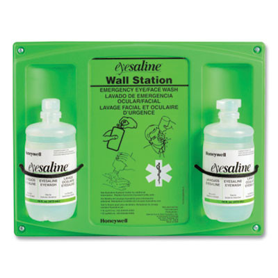 Double Bottle Sterile Saline Eye Wash Wall Station, 16 Oz Bottles, 2 Bottles/Station, 4 Stations/Carton