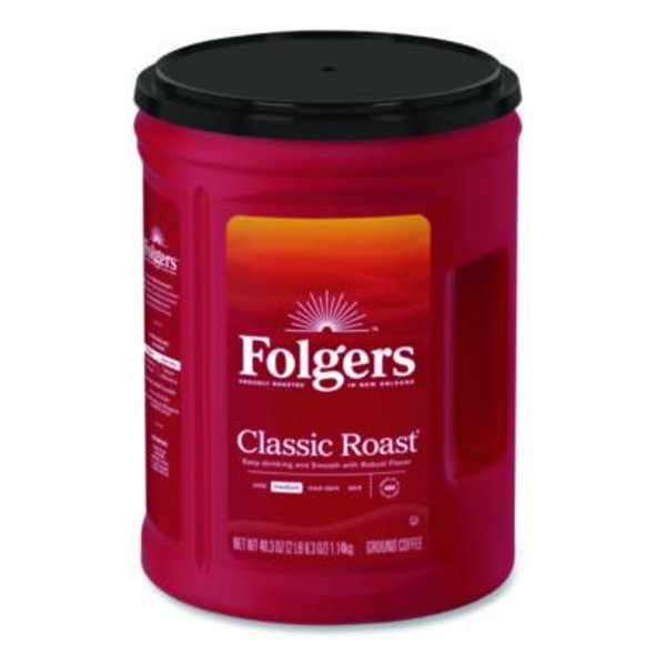 Classic Roast Ground Coffee, 40.3 Oz Canister, 6/Carton