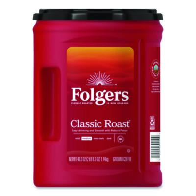 Classic Roast Ground Coffee, 40.3 Oz Canister, 6/Carton