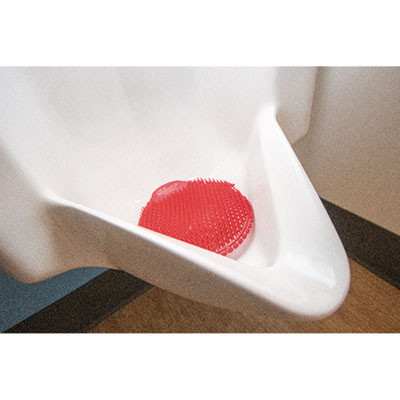 Slant7 With Terminator Urinal Screen, Forest Scent, Red, 30/Carton