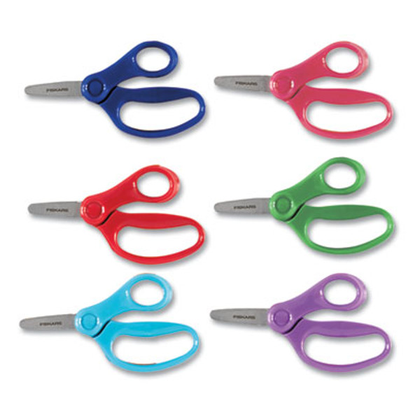 Kids Scissors, Rounded Tip, 5" Long, 1.75" Cut-Length, Straight Handle, Randomly Assorted Handle Color