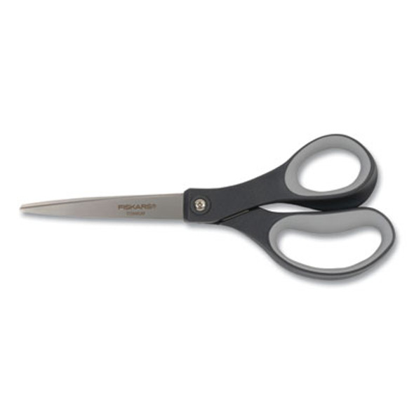 Everyday Titanium Softgrip Scissors, 8" Long, 3.1" Cut Length, Straight Dark Gray Handle
