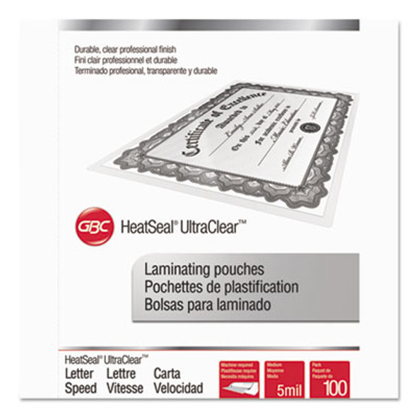 Ultraclear Thermal Laminating Pouches, 5 Mil., 9" x 11.5", Gloss Clear, 100/Box