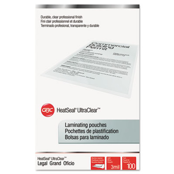 Ultraclear Thermal Laminating Pouches, 3 Mil, 9" X 14.5", Gloss Clear, 100/Pack