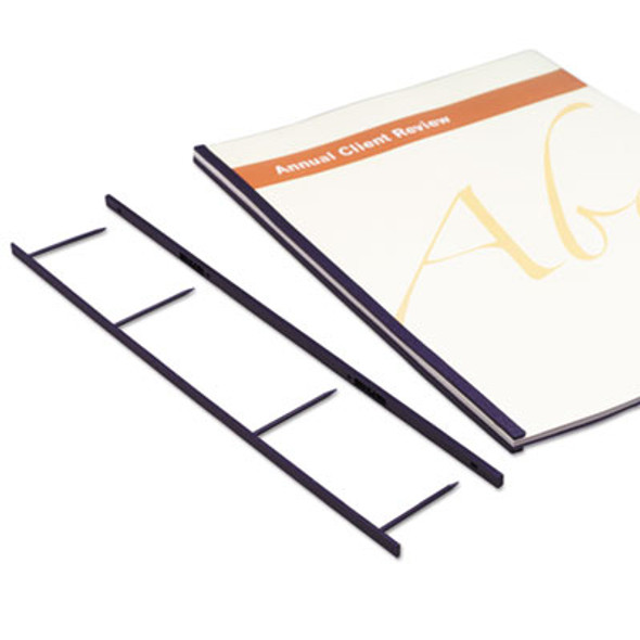 Velobind Reclosable Spines For 11 x 8.5 Documents, 4 Pins, 1.25" (200-Sheet) Capacity, Black, 25/Pack